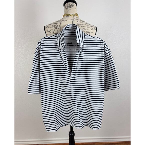 B36 Frank & Eileen Patty Popover Henley Striped Top Womens XL Coastal Parisian - Picture 5 of 8
